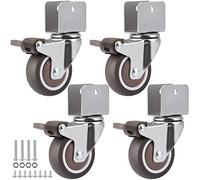 Skelang 4 ruedas tipo U ruedas giratorias, ruedas para muebles, 50 mm con freno de goma, apertura de la placa 20 mm, capacidad de carga 27 kg por rueda