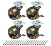 Skelang 50 Mm Bronce Bola Rueda, 4 Piezas Muebles Ruedas, Bola Redonda Ruedas con Freno, Repuesto para Muebles, Sofás, Sillas, Armarios