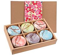 Skelang 6 unidades Tazones de porcelana, cuencos de cereales sakura, cuencos japoneses cerámicos, para almacenar cereales, sopa, postre, arroz