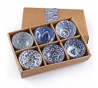Skelang Cuencos de cerámica, cuencos de cerámica japonesa con caja de regalo, cuencos de porcelana para arroz, sopa, postre, aperitivos, 300 ml/10 onzas, juego de 6