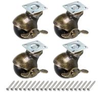 Skelang Rueda giratoria con freno, ruedas de freno para muebles 40 mm, rueda de bola de bronce, repuesto para muebles, sofás, sillas, gabinetes, capacidad de carga de 22,7 por rueda, 4 piezas