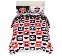 Skelanimals Bedding - Juego de Ropa de Cama de 7 Piezas, edredón y sábanas de Microfibra Suave a Cuadros con Funda, Kit el Gato (Producto con Licencia Oficial) de Franco Collectibles