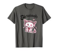 Skelanimals Kit Cat Vintage Pink Plaid Filled Kitten Icon Camiseta