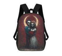 Skeletal Wedding Couple with Red Roses Mochila, Mochila Escolar Impresa En 3D, Bolsa Para El Almuerzo Escolar, Mochila De Viaje, Mochila Para Amigos, Mochila Escolar Para Niñas Y Niños 17inch