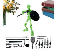 Skeleton Action Figure - Movable Halloween Skeleton Toy with Multiple Accessories, Realistic Bone Model Statue for Collection, Shelves, Desks, Party Game Role-Play, Christmas Decor