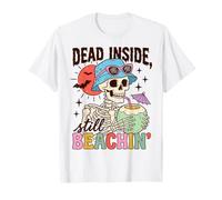 Skeleton Beach Goth Dead Inside Beachin Summer Humor Camiseta