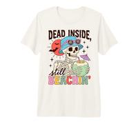 Skeleton Beach Goth Dead Inside Beachin Summer Humor Camiseta Premium