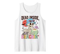 Skeleton Beach Goth Dead Inside Beachin Summer Humor Camiseta sin Mangas