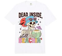 Skeleton Beach Goth Dead Inside Beachin Summer Humor Comfort Colors Adult Heavyweight T-Shirt