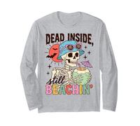 Skeleton Beach Goth Dead Inside Beachin Summer Humor Manga Larga