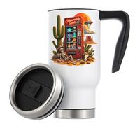 Skeleton by Vending Machine - Taza de café térmica con aislamiento al vacío, escena del desierto, 480 ml, color blanco