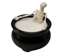Skeleton Candle Decorations, Skeleton Bath Wax Light, 3.94x3.94x4.72 Inches Spooky Halloween Decor, Eerie Home Accent for Adults Birthday Holiday Indoor Table Mantel Shelf Desk Bar Kitchen Display