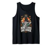 Skeleton Cat Nine Lives One Dueño y Amante de Spooky Kitty Camiseta sin Mangas