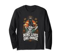 Skeleton Cat Nine Lives One Dueño y Amante de Spooky Kitty Manga Larga