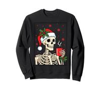 Skeleton Christmas Coffee Santa Hat Funny Holiday Sudadera