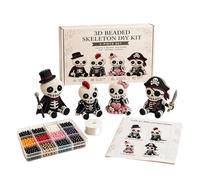 Skeleton Craft Set - 3D Beaded Embroidery Art, DIY Halloween Ornament,Handmade Beads Material | Creative Activity Kit, Home Party Classroom School Kids Women Beginners Enthusiasts Keepsake Educational