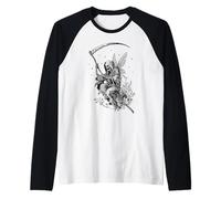 Skeleton Cute Fairy Goth Fairycore Grunge Vintage Graphic Camiseta Manga Raglan