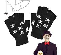 Skeleton Cycling Gloves- Skull Bone Ģloves, Halloween Children Cyclinğ Skull Glove, Halloween Skeleton Ğloves Fingerless, Glow In The Dark Mechanic Luminous| For Running, Cycling, Skiing