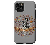 Skeleton Dancing with Pumpkin Autumn Leaves Halloween Fall Carcasa para iPhone 11 Pro