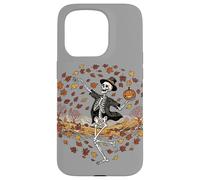 Skeleton Dancing with Pumpkin Autumn Leaves Halloween Fall Carcasa para iPhone 15 Pro