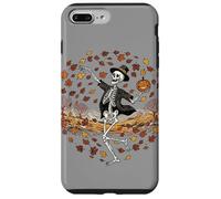 Skeleton Dancing with Pumpkin Autumn Leaves Halloween Fall Carcasa para iPhone 7 Plus/8 Plus