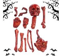Skeleton Decoration, Skull Bone Set, 17.72x8.66x7.87 Inches with Spooky Carnival Display, White Bone Look Realistic, Ground Prop Decor, for Haunted House, Yard, Lawn, and Party Graveyard Scenes
