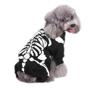 Skeleton Dog Ropa: Traje De Sudadera Con Capucha De Mascotas De Miedo, Jersey Espeluznante Halloween | Chaqueta De Vestuario Espeluznante, Ropa De Ropa De Perro Temática, Atuendo De Mascotas De Fiesta
