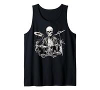 Skeleton Drummer Guy Rock and Roll Band Rock On Drum Kit Camiseta sin Mangas