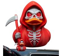 Skeleton Duck Figurine, Gothic Halloween Statue, Holding Sickle Decorative Ornament for Home, Bookshelf, Car and Table Display, Spooky Skeleton Duck Decor for Halloween Parties, Seasonal Indoor