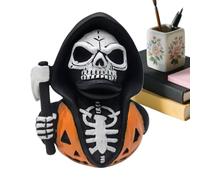 Skeleton Duck Figurines, Halloween Sickle Statue, 2.76x2.56x2.95 inches, Gothic Decorative Ornament, Spooky Miniature Sculpture, Creepy Shelf Accent Piece, for Home Bookshelf Car Display Holiday Setup