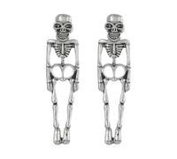 Skeleton Earrings - Alloy Skull Dangle Vintage Style | Spooky Drop Earrings Jewelry For Women Girls, Halloween Skeleton Design | Fashion Cosplay Party Birthday Outdoor Gothic Wear Use