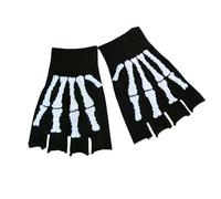 Skeleton Half Finger Gloves For Halloween Parties Soft Knit Breathable Unisex Design Easy To Carry Outdoor Costume Accessories Portable Halloween Accessories