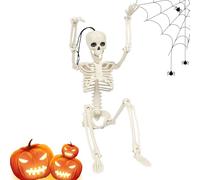 Skeleton Halloween Decoration, Full Body Terrifying Realistic Skeleton Decor with Posable Juntas, 2,95 pies Human Bone Perfect for Yard, Porch, Haunted House, Graveyard, Halloween Party, Spooky