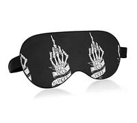 Skeleton Hand Rock Roll On Black Eye Masks Cover Blocks Light Sleep Mask Shade Cover Blindfold Relaxing Eyeshade Cover con correa ajustable para la cabeza para hombres, mujeres y niños