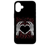 Skeleton Hands Forming Heart Surrounded By Hearts Carcasa para iPhone 16 Plus