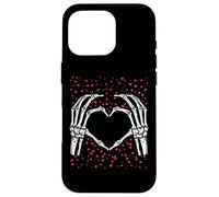 Skeleton Hands Forming Heart Surrounded By Hearts Carcasa para iPhone 16 Pro