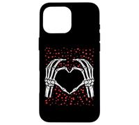Skeleton Hands Forming Heart Surrounded By Hearts Carcasa para iPhone 16 Pro Max