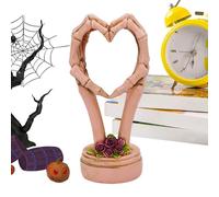 Skeleton Heart Hands Statue, Bone Hand Gesture Desk Sculpture, Exquisite Versatile Desktop Decor for Wedding, Offices, Living Room, Kitchen, Shelf, Counter Display, 3.35x4.13x8.27 Inches