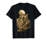 Skeleton Hugging Cat Cute Halloween Graphic Camiseta
