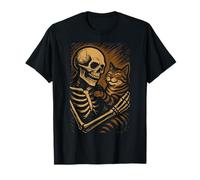 Skeleton Hugging Cat Cute Halloween Graphic Camiseta