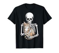Skeleton Hugging Cat Cute Halloween Graphic Camiseta