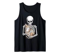 Skeleton Hugging Cat Cute Halloween Graphic Camiseta sin Mangas