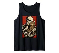 Skeleton Hugging Cat Cute Halloween Graphic Camiseta sin Mangas