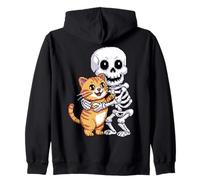 Skeleton Hugging Cat Cute Halloween Graphic Pixel Art Sudadera con Capucha