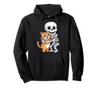 Skeleton Hugging Cat Cute Halloween Graphic Pixel Art Sudadera con Capucha
