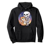 Skeleton Hugging Cat Cute Halloween Graphic Pixel Art Sudadera con Capucha