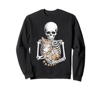 Skeleton Hugging Cat Cute Halloween Graphic Sudadera