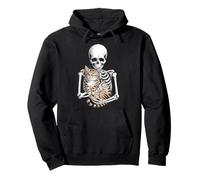 Skeleton Hugging Cat Cute Halloween Graphic Sudadera con Capucha