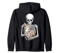 Skeleton Hugging Cat Cute Halloween Graphic Sudadera con Capucha