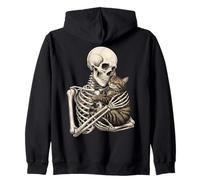 Skeleton Hugging Cat Cute Halloween Graphic Sudadera con Capucha
